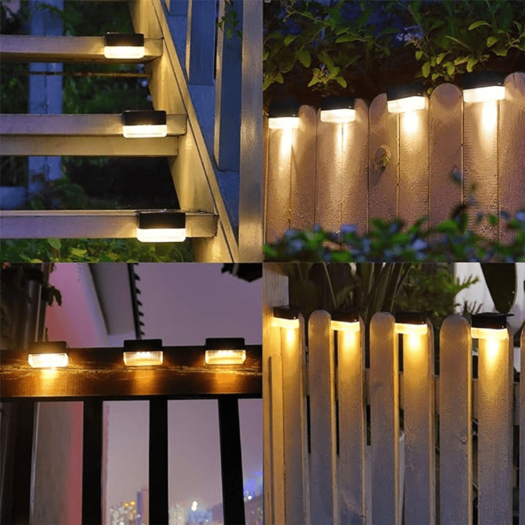 Solar LED Outdoor Step Lights 4-Pack with Automatic Dusk Sensor | Weather-Resistant Wireless Deck & Patio Lighting for Stairs, Walkways
