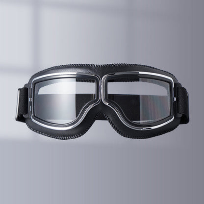 Retro Leather-Padded Motorcycle Goggles for Vintage Riding