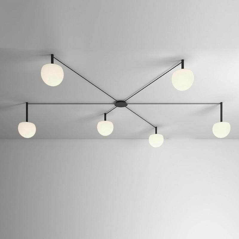 Suspension multi-globes en métal et verre dépoli, 47 pouces, luminaire blanc réglable pour salle à manger, îlot de cuisine, chambre, style scandinave moderne