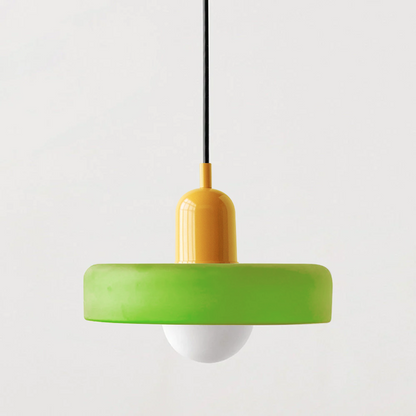 Glass Pendant Light with Adjustable Cord & Warm Glow – Modern Geometric Hanging Fixture for Dining Room & Living Room Decor