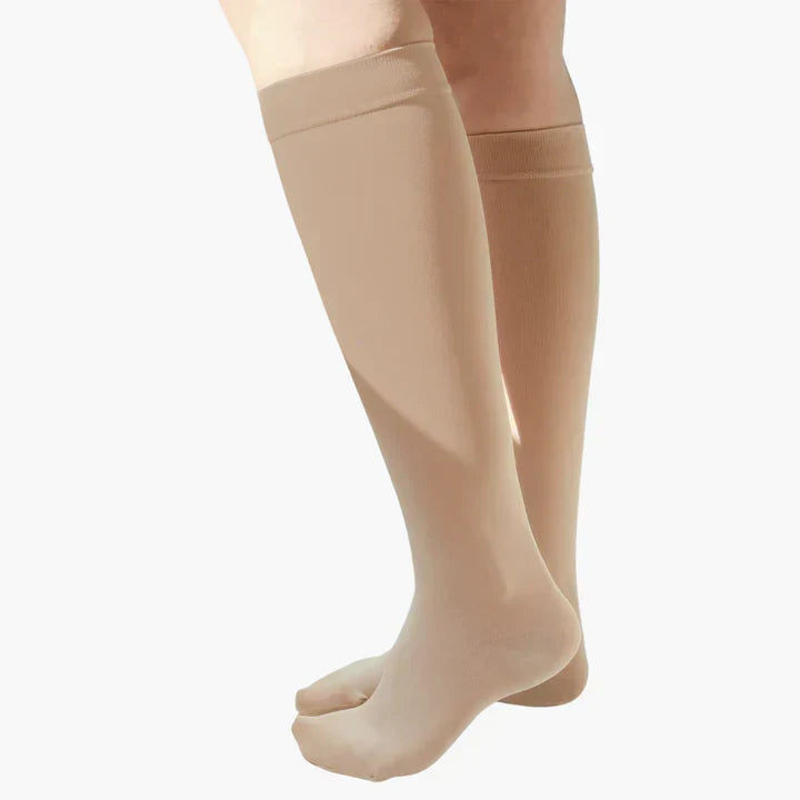 Graduated Compression Socks with Elastic Band for Swelling Relief & Circulation Support – Seamless Knee-High Design for Women & Men, Sizes