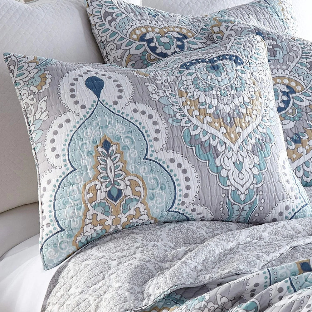 Palisade King Coverlet - Cotton, Reversible Paisley Design