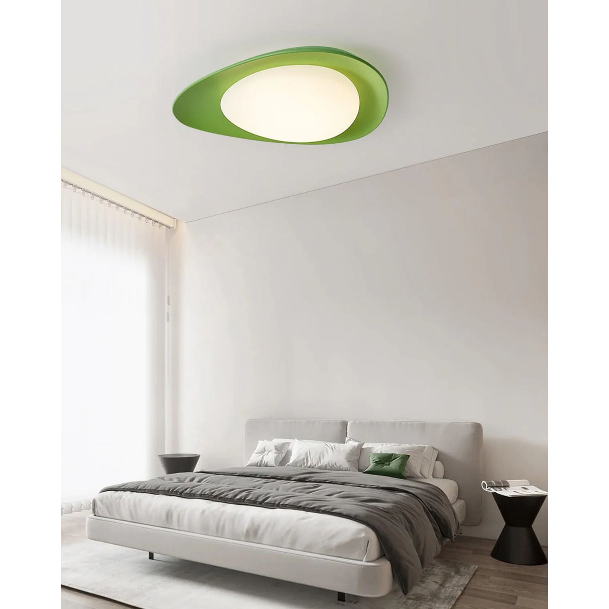 Flush Mount Ceiling Light Botanical Leaf Design Green 16 Inch Adjustable LED for Bedroom Kitchen Dining Room Natural Decor