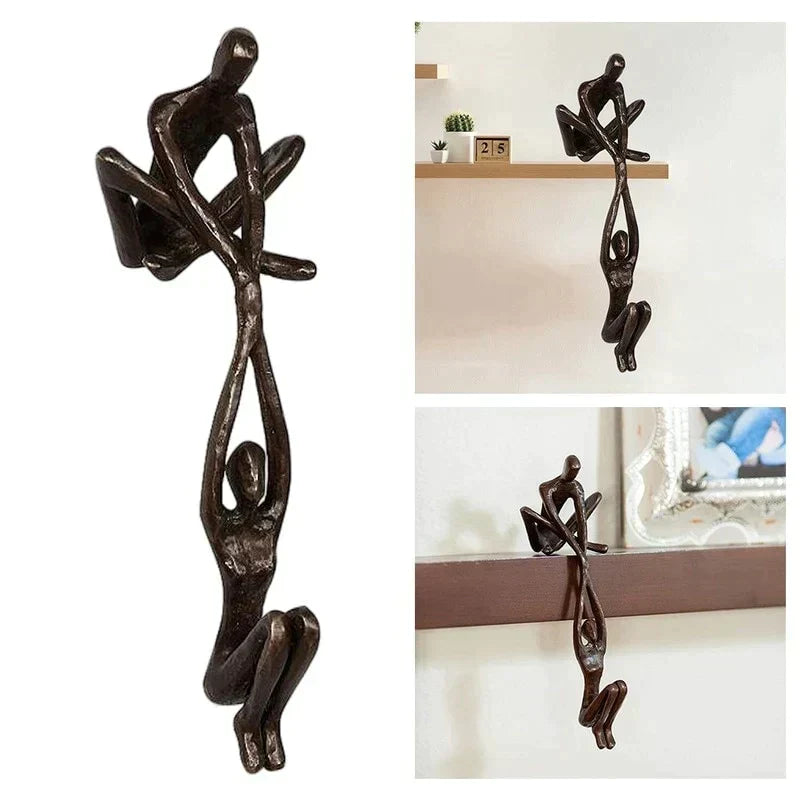 Resin Couple Sculpture 8 inch Tabletop Art Piece for Living Room Bedroom Office Shelf Display Anniversary Housewarming Minimalist Home Accen