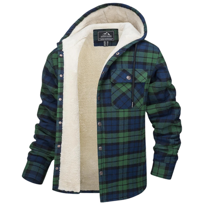 Hooded Flannel Shirt Jacket with Quilted Lining for Men – Thermal Button-Up Shacket for Fall & Winter