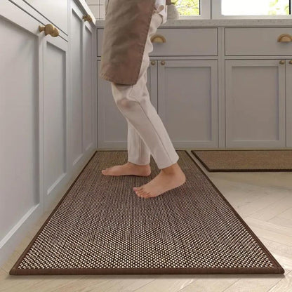 Anti-Fatigue Kitchen Runner Set 18×47 & 18×28 Inch Non-Slip Comfort Floor Mats Beige Cushioned Standing Pad for Sink Stove Cooking Area