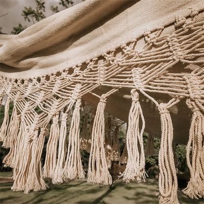 Cotton Rope Hammock for Two People 79 in x 59 in Boho Hanging Bed for Porch Patio Balcony Beach Yard Garden Indoor Outdoor Relaxation 550 lb