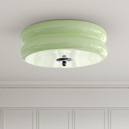 Plafonnier LED encastré rond avec 3 températures de couleur, verre et métal, 5 po de hauteur, pour chambre, salle à manger, cuisine, interrupteur Kelvin réglable