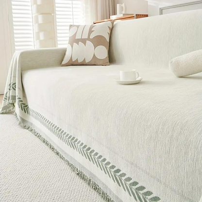 Housse de canapé Shierra - Coton chenille, housse rustique pour canapé d'angle