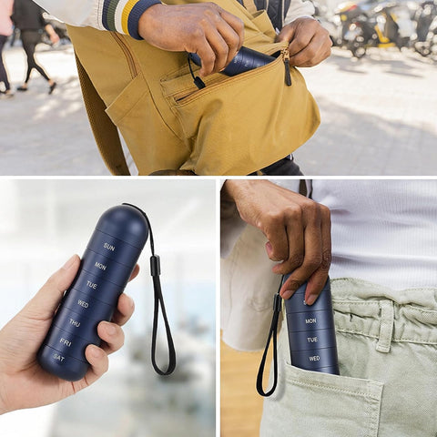 TravelMate | 7-Day Portable Pill Organizer with Waterproof Design | Durable Aluminum for Safe Storage