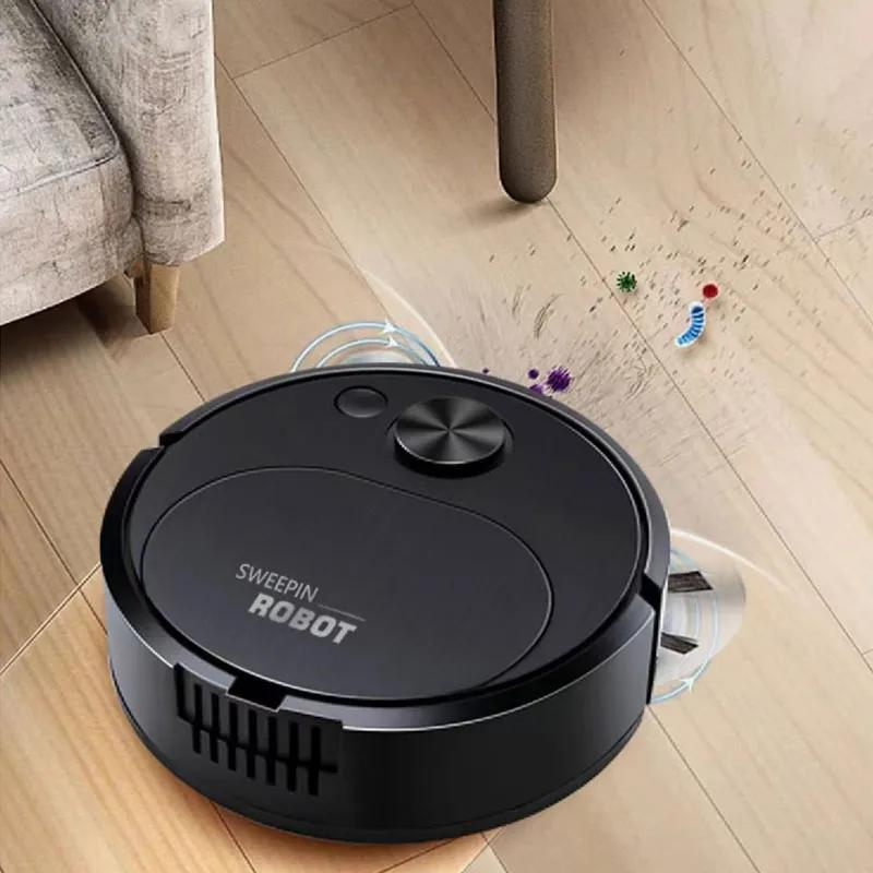 Cordless Robotic Floor Sweeper Mop Vacuum 9 Inch Wide Slim Profile Self-Navigating Hardwood Tile Laminate Pet Hair Dust Multi-Surface Rechar