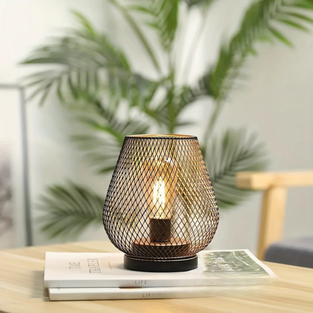 Battery Operated Metal Lantern LED Light Portable Cordless Accent Lamp Warm Glow Indoor Outdoor Bedside Nightstand Patio