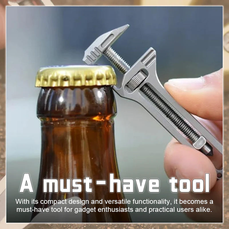 Compact Adjustable Wrench with Bottle Opener & Measurement Tool for Everyday Repairs, Home DIY, Camping & Outdoor Use – Zinc Aluminum