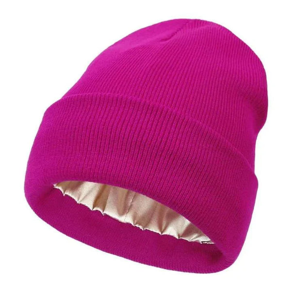 Silk-Lined Winter Beanie for Women – Protects Hair from Frizz, Static & Cold – Soft Wool Hat with Smooth Interior Lining for Everyday Wear