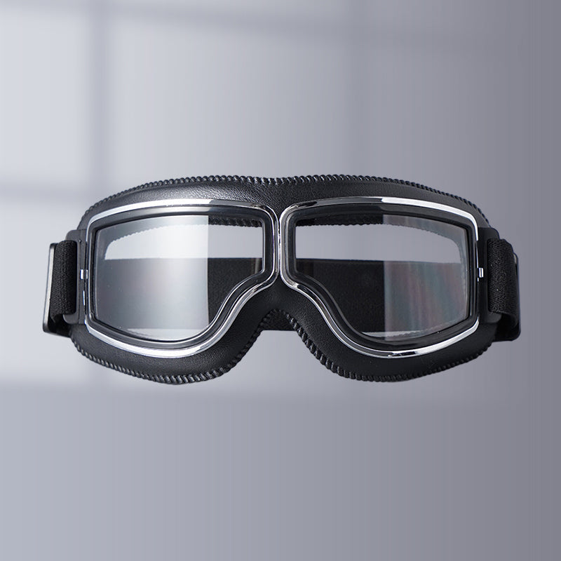 Retro Aviator Motorcycle Goggles with Padded Frame & Adjustable Strap for Men & Women
