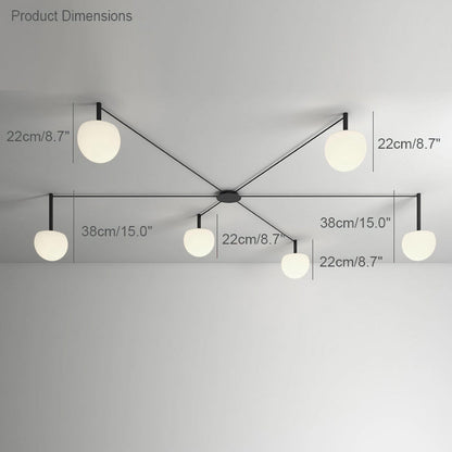 Suspension multi-globes en métal et verre dépoli, 47 pouces, luminaire blanc réglable pour salle à manger, îlot de cuisine, chambre, style scandinave moderne