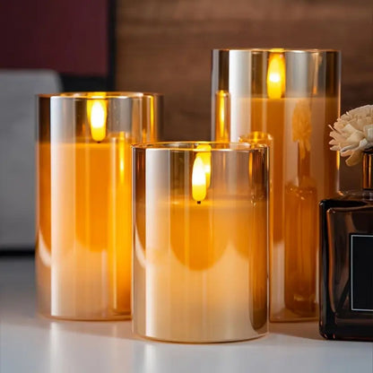 Remote-Controlled Flameless LED Candles with Smoke Glass Housing for Living Rooms, Bedrooms & Dining Spaces