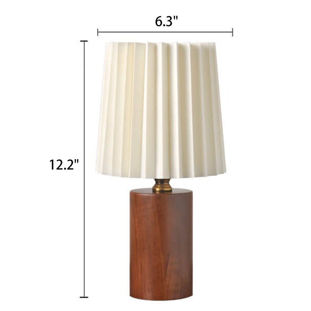 Wooden Desk Lamp with Fabric Shade 12 Inch Accent Light for Nightstand Office Den Dimmable LED Small Reading Light Modern Home Décor