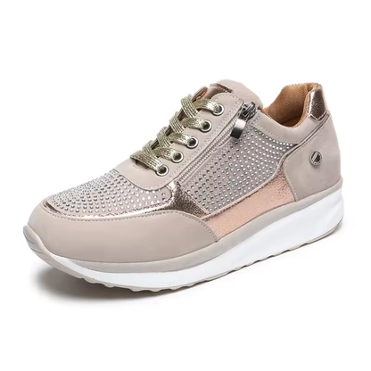 Women's Cushioned Walking Sneakers with Side Zipper – Lightweight Everyday Shoes for Work, Travel & Casual Outings
