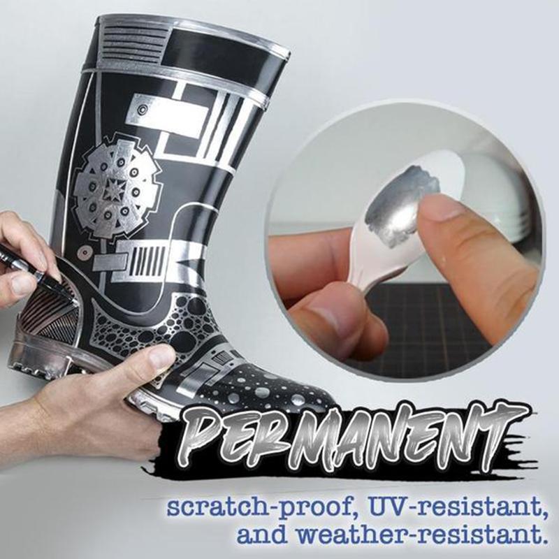 Reflective Chrome Ink Art Pen – Ultra-Glossy Metallic Writing Marker for Crafts, Glass, Plastic & More – 3 Tip Sizes Available