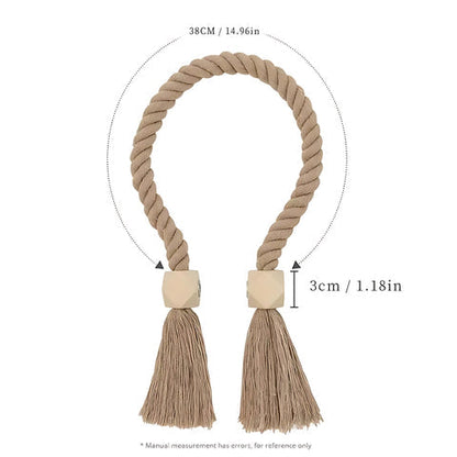 Woven Bead Curtain Tiebacks - Handcrafted Cotton, Rustic Charm