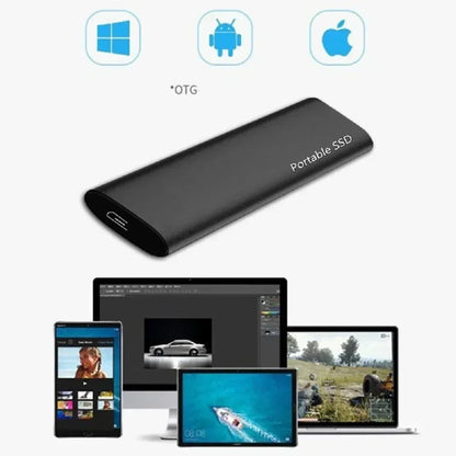 Portable External Solid State Drive 50GB Fast USB 3.0 Type-C SSD Storage Black for Laptop Desktop Smartphone Backup Photos Videos Games