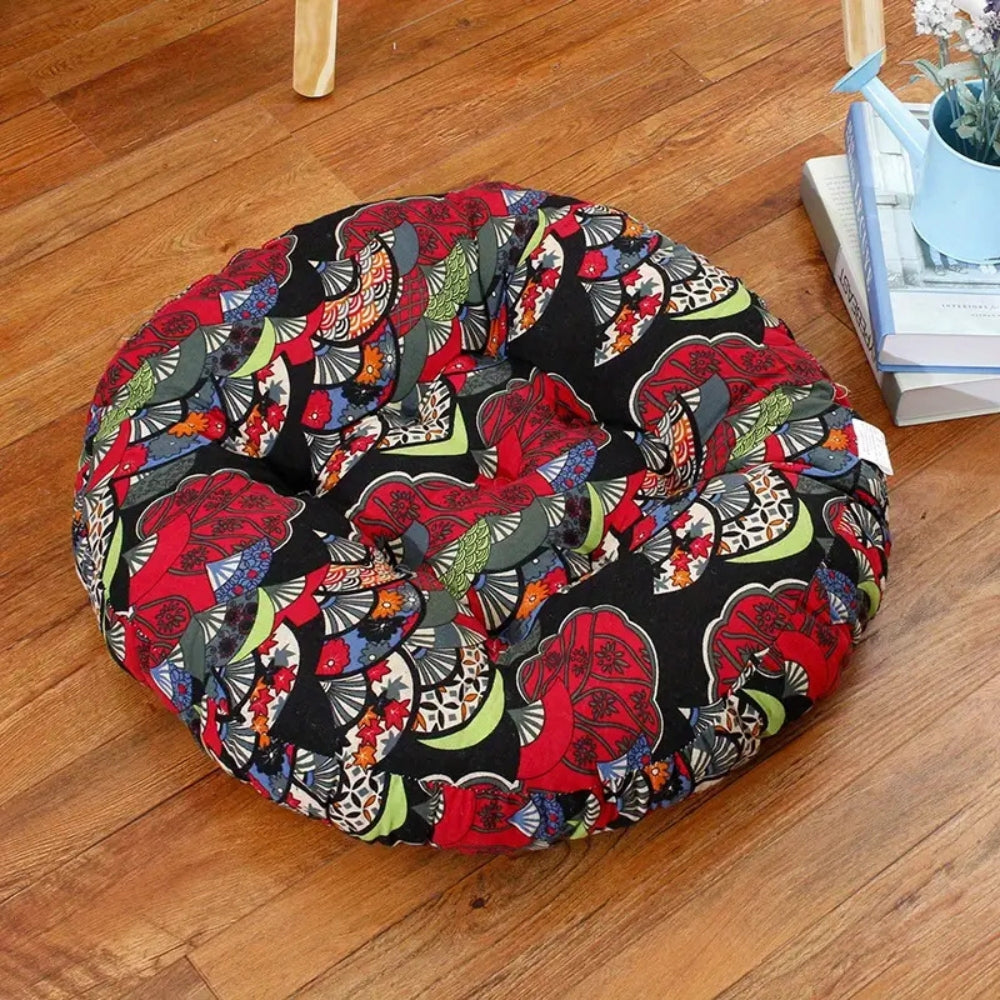 BohoBloom – Coussin de sol rond en coton