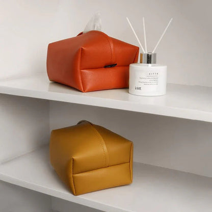 Tivara Tissue Holder - Durable PU Leather, Compact for Car and Home