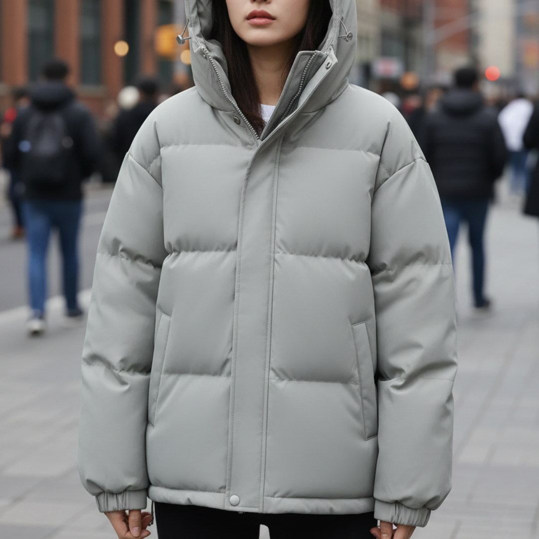 Hooded Puffer Jacket for Women – Water-Resistant Quilted Winter Coat with Side Pockets for Everyday Wear, Travel & Outdoor Activities