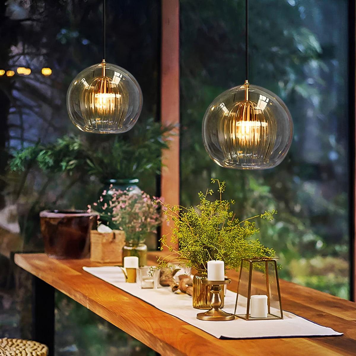Spherical Glass Hanging Light with Adjustable Height for Kitchen Island, Dining Table, Bedroom | E27 Socket | Modern Orb Fixture for Home an