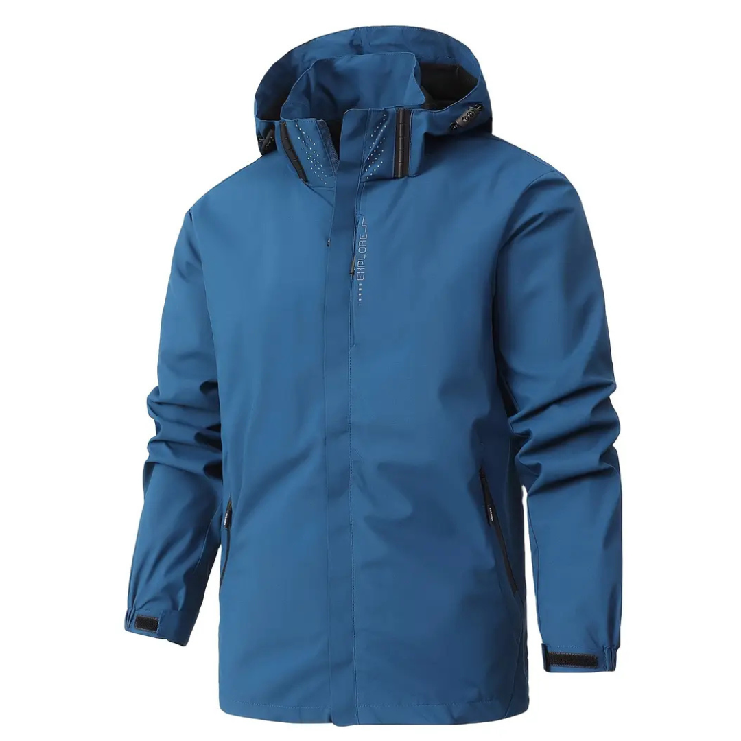 Veste de pluie légère zippée à capuche – Coupe-vent respirant pour homme