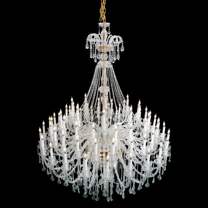 Grand Tiered Crystal Chandelier 35-90 Bulbs Dimmable LED Foyer Statement Lighting for High Ceilings Entryway Staircase Hotel Lobby