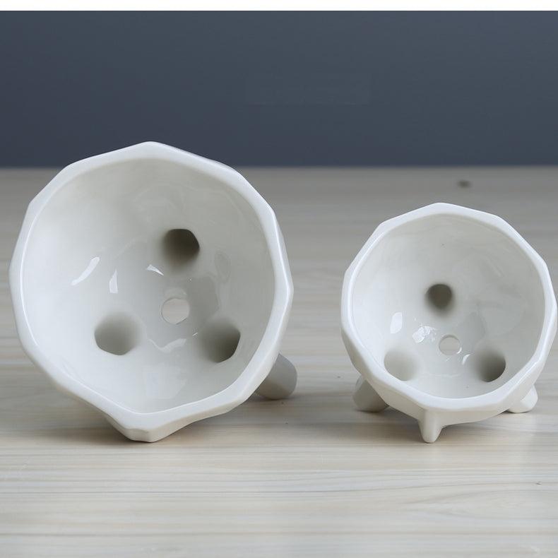 2-Piece White Ceramic Facial Succulent Planters