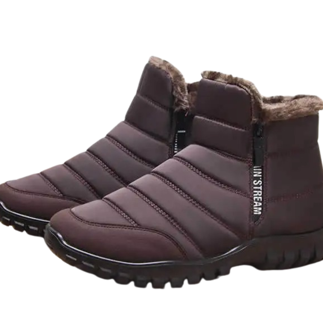 Men's Waterproof Winter Boots with Side Zip | Insulated Snow Boots | Anti-Slip Tread for Wet Ice & Snow | Round Toe Ankle High