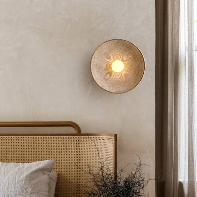 Round Glass Resin Wall Sconce White LED Fixture Bedroom Hallway Living Room Soft Glow Minimalist Mount Ambient Light for Home