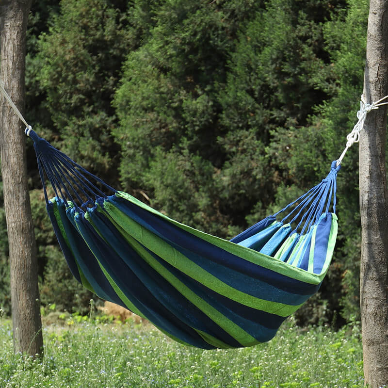 Cotton Blend Swing Hammock with Spreader Bar 102 in Total Length Red Blue for Backyard Patio Camping Outdoor Relaxation Adults Kids Portable