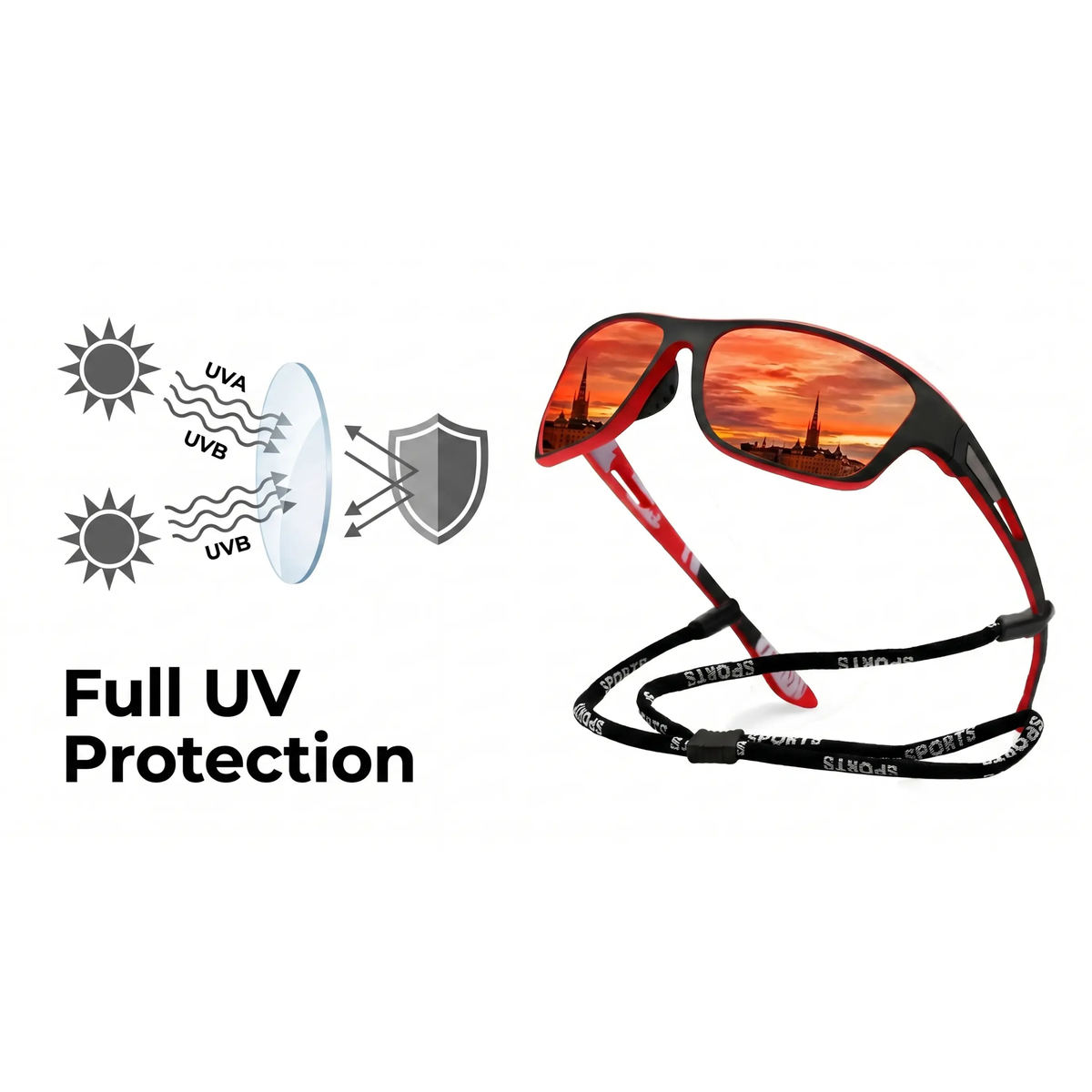 Athletic Wraparound Sunglasses with Anti-Glare Polarized Lenses & UV Shield for Running, Cycling, Hiking | Men & Women Sports Eyewear