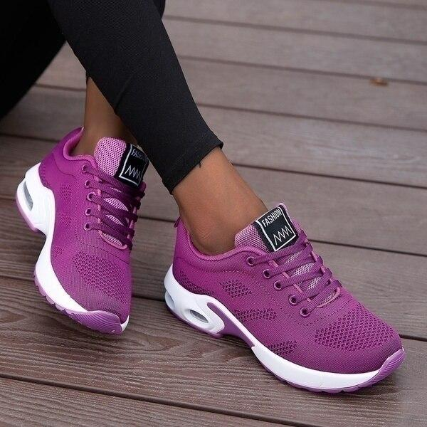 Cushioned Athletic Sneakers for Heel & Knee Support – Women's Lightweight Walking Shoes with Shock-Absorbing Sole for Plantar Fasciitis & Al