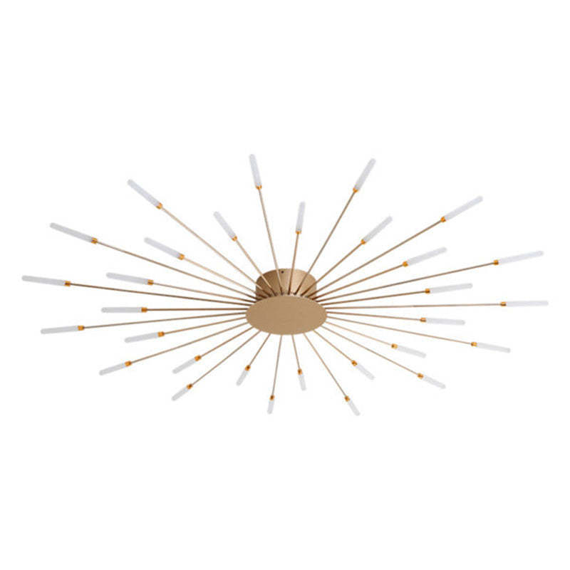 Starburst Flush Mount Ceiling Light Black Gold Modern Firework LED Fixture Bedroom Living Room Natural White Hardwired Indoor