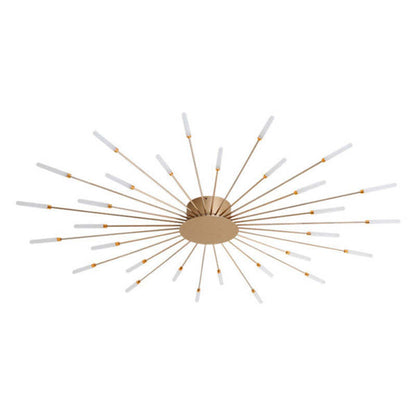 Starburst Flush Mount Ceiling Light Black Gold Modern Firework LED Fixture Bedroom Living Room Natural White Hardwired Indoor