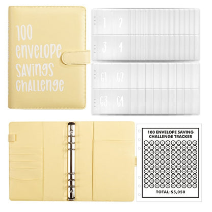 100-Envelope Money Saving Binder with Cash Envelopes for Budget Tracking & Financial Goals | PU Leather Organizer for Home Finance