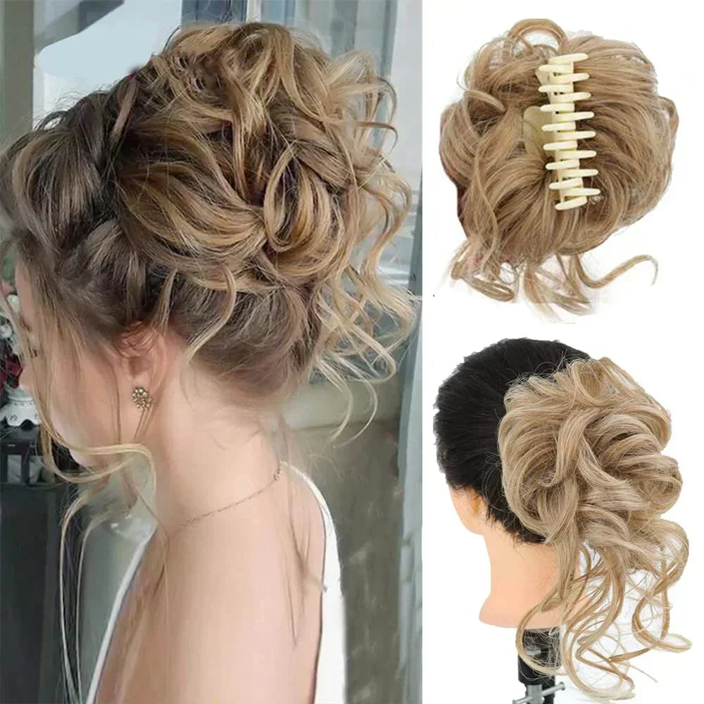 Curly Hair Bun Extension for Natural Volume - Clip-In Style