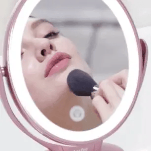 Miroir de maquillage grossissant 5x, LED réglable et rechargeable par USB