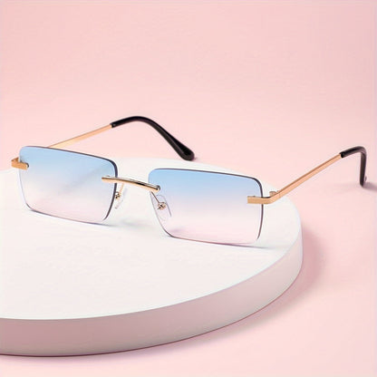 Lunettes de soleil sans monture pour hommes – Monture en métal légère avec protection UV et verres dégradés oversize pour la conduite, les sports de plein air, la plage