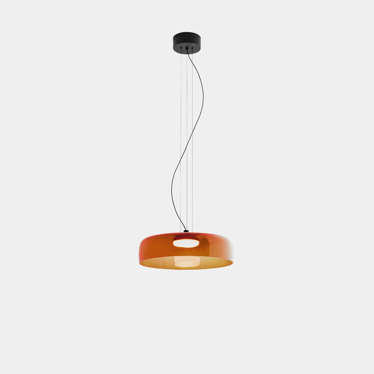Layered Glass Hanging Light 16.5 in Orange for Kitchen Island & Dining Table – Adjustable Cord Suspension Fixture LED Included Modern Scandi
