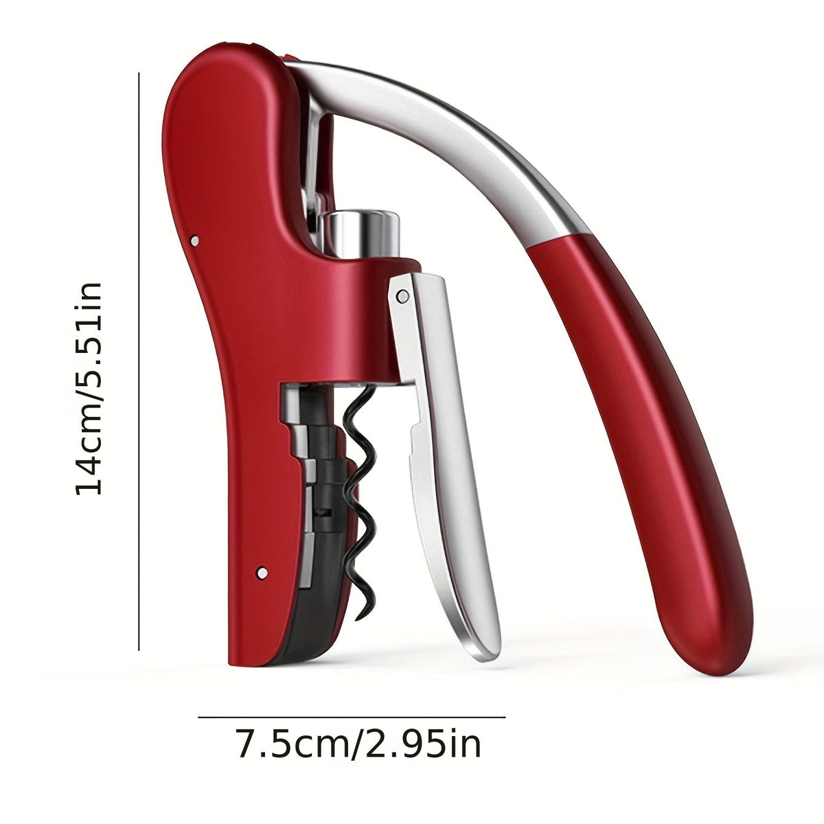 Lever-Action Wine Opener with Comfortable Grip for Effortless Cork Removal at Home, Bars & Restaurants