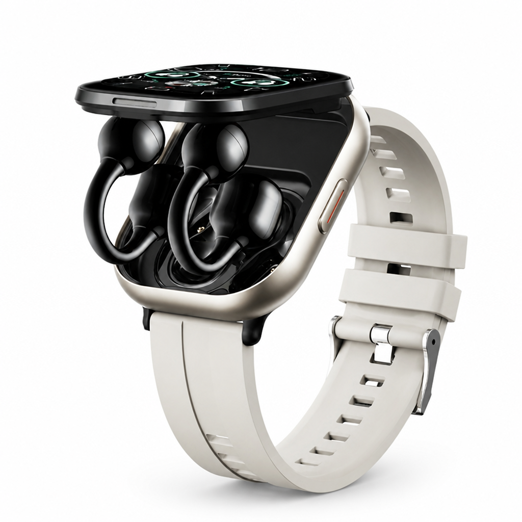 Montre connectée à écran tactile HD avec écouteurs sans fil intégrés
