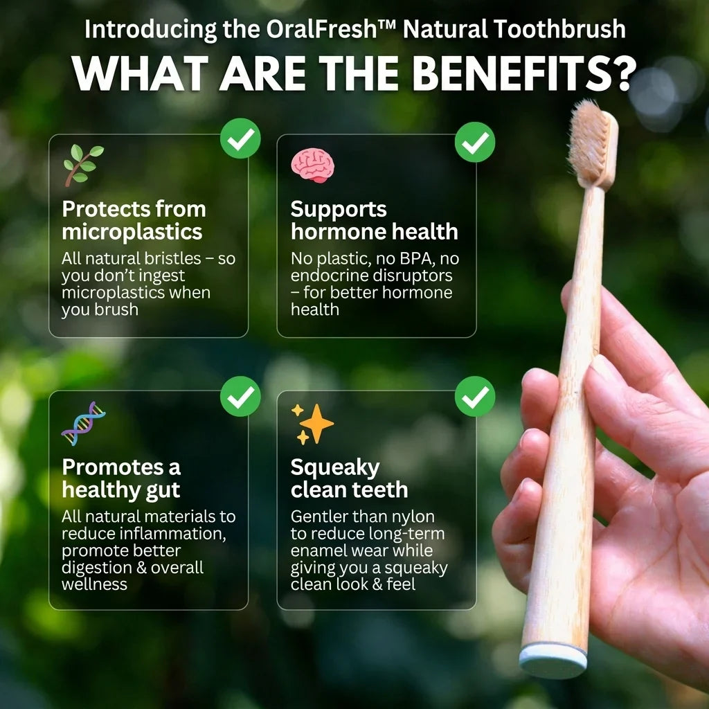 Toothbrush Bamboo Handle Plastic-Free Soft Boar Bristles