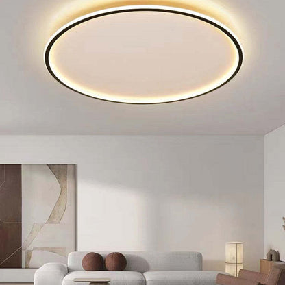 Dimmable Round LED Flush Mount Ceiling Light for Bedroom Living Room | Black White Metal Acrylic | Indoor Hardwired 12-20 Inch Fixture