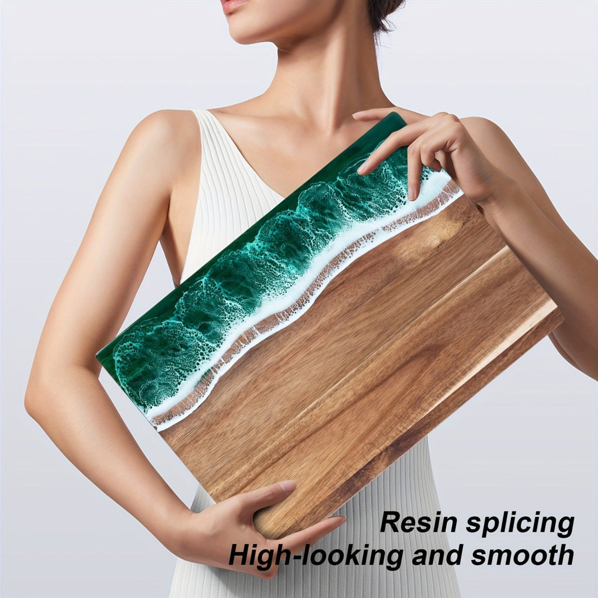 Waver Cutting Board - Acacia Wood with Ocean Resin Inlay, Multi-Purpose Chopping Board